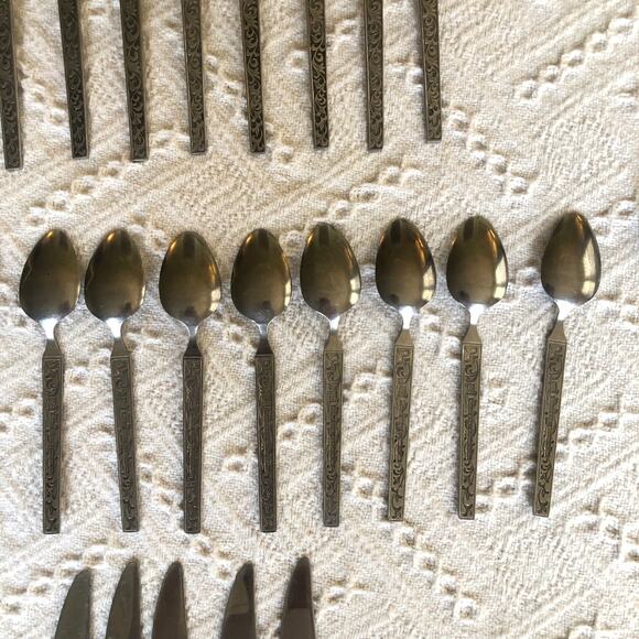Vintage MCM United Silver Co Stainless Flatware Monterey Silver Japan 29 Pieces - Picture 9 of 16